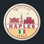 Napels Italië Skyline Embleem Magneet<br><div class="desc">Napels minimalistisch,  kleurrijk kunstontwerp met monumenten en bezienswaardigheden van de stad in Italië.</div>