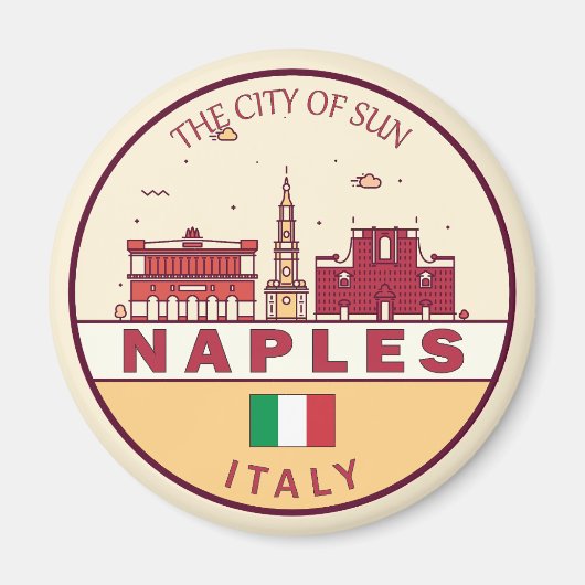 Napels Italië Skyline Embleem Magneet (Voorkant)