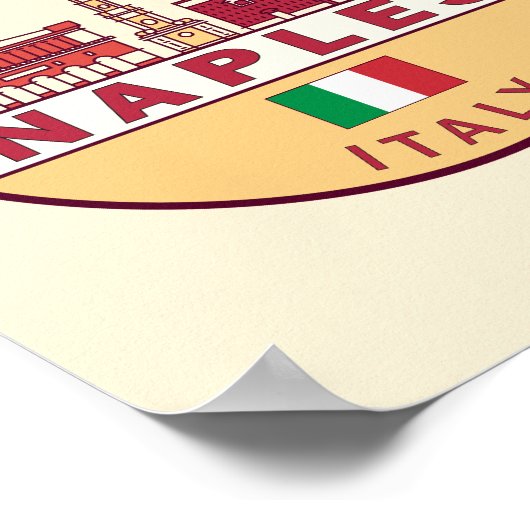 Napels Italië Skyline Embleem Poster (Hoek)