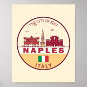 Napels Italië Skyline Embleem Poster (Voorkant)