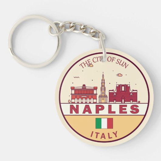 Napels Italië Skyline Embleem Sleutelhanger (Voorkant)