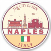 Napels Italië Skyline Embleem Sticker (Voorkant)