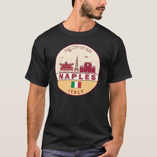 Napels Italië Skyline Embleem T-shirt (Voorkant)
