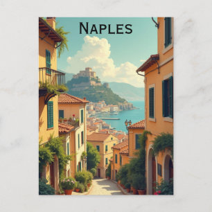 Napels Italië Vintage Reisillustratie Briefkaart