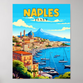Napels Italië vintage reisillustratie Poster