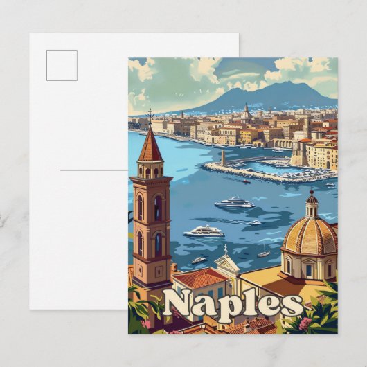 Napels Italië Vintage Retro Reizen Illustratie Briefkaart (Voorkant / Achterkant)