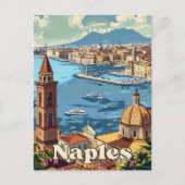 Napels Italië Vintage Retro Reizen Illustratie Briefkaart (Voorkant)