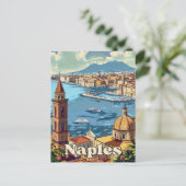 Napels Italië Vintage Retro Reizen Illustratie Briefkaart (Staand voorkant)