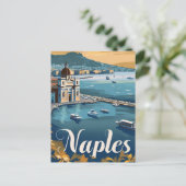 Napels Italië Vintage Retro Reizen Illustratie Briefkaart (Staand voorkant)