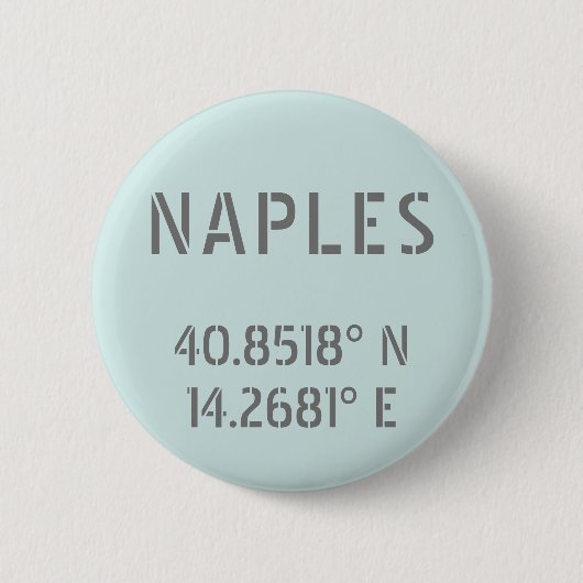 Napels Latitude- en lengtecoördinaten Ronde Button 5,7 Cm (Voorkant)