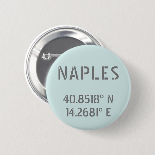 Napels Latitude- en lengtecoördinaten Ronde Button 5,7 Cm (Voorkant /achterkant)