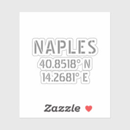 Napels Latitude en Longitude Coordinates Vinyl Sticker