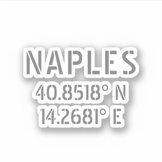 Napels Latitude en Longitude Coordinates Vinyl Sticker (Voorkant)