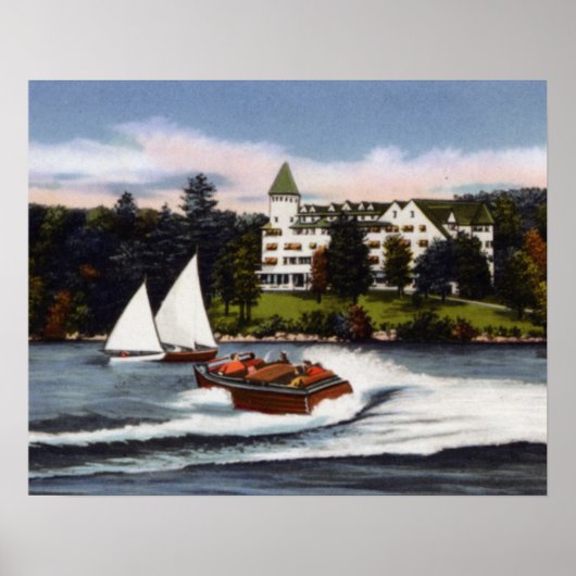 Napels Maine Boating op Long Lake Poster (Voorkant)