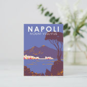 Napels Mount Vesuvius Travel Art Vintage Briefkaart (Staand voorkant)