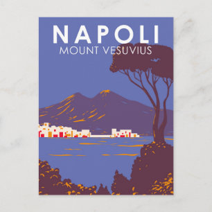 Napels Mount Vesuvius Travel Art Vintage Briefkaart