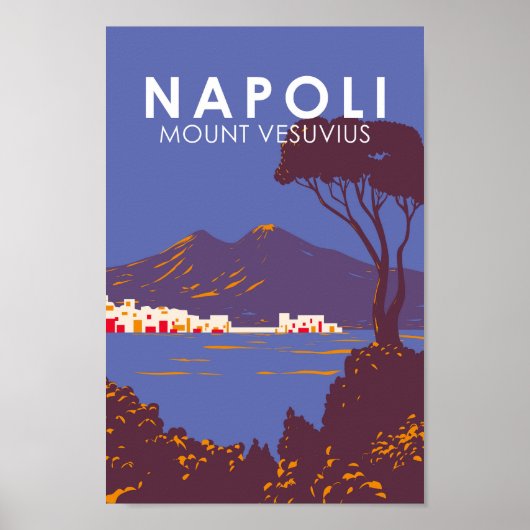 Napels Mount Vesuvius Travel Art Vintage Poster (Voorkant)