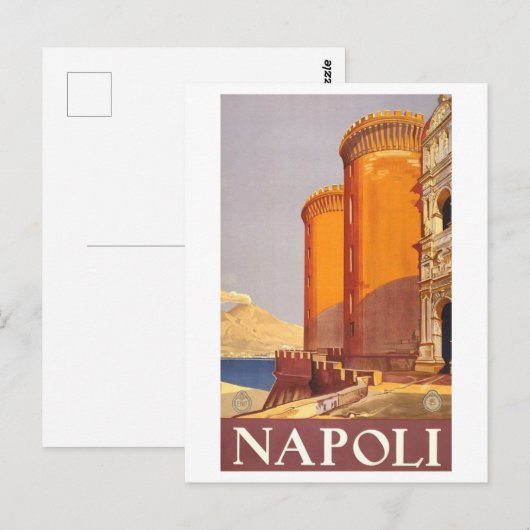 Napels (Napoli) Vintage Travel Poster Briefkaart (Voorkant / Achterkant)