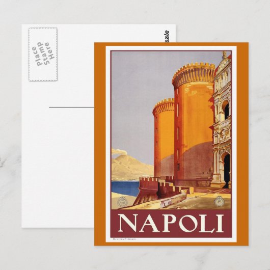 "Napels" Poster voor reizen in het kader van de "V Briefkaart (Voorkant / Achterkant)