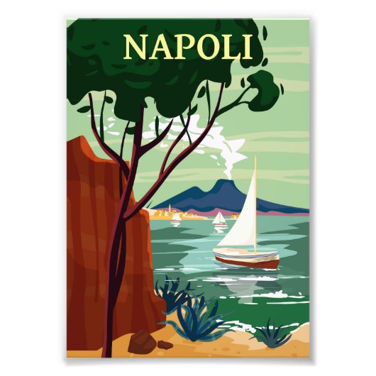 Napels Retro Reizen Poster Italië (Voorkant)