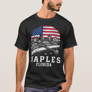 Napels Stad Florida Amerikaanse Vlag T-shirt