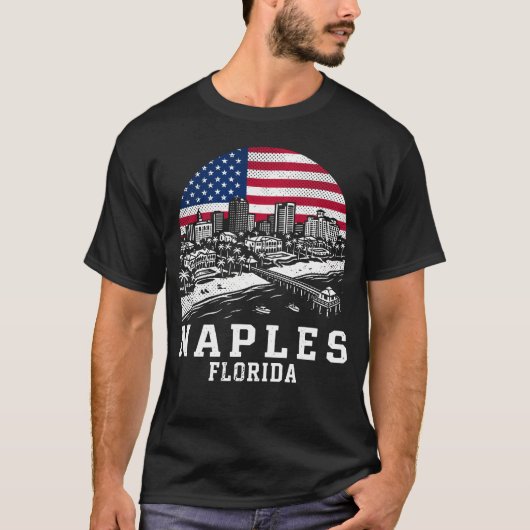 Napels Stad Florida Amerikaanse Vlag T-shirt (Voorkant)