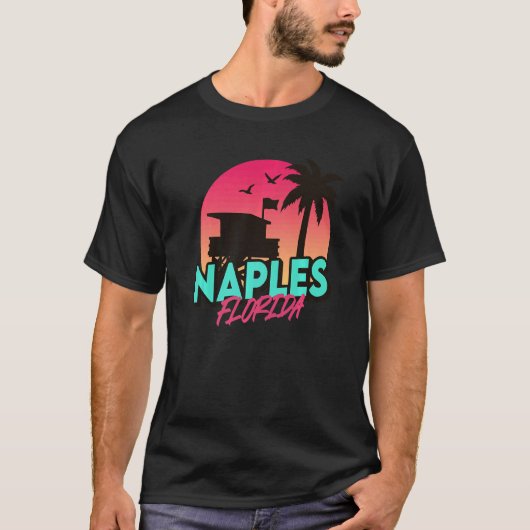 napels strand florida palmbomen fl retro t-shirt (Voorkant)