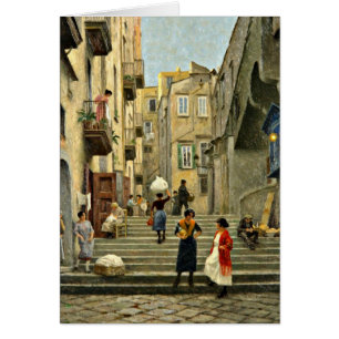 Napels Street Scene - Paul G. Fischer schilderij