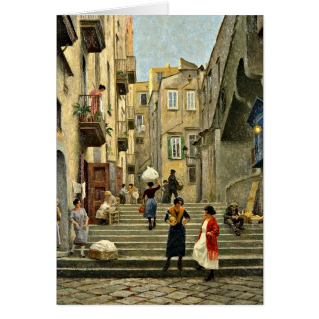 Napels Street Scene - Paul G. Fischer schilderij (Voorkant)