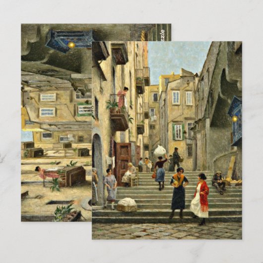 Napels Street Scene - Paul G. Fischer-schilderij, Briefkaart (Voorkant / Achterkant)