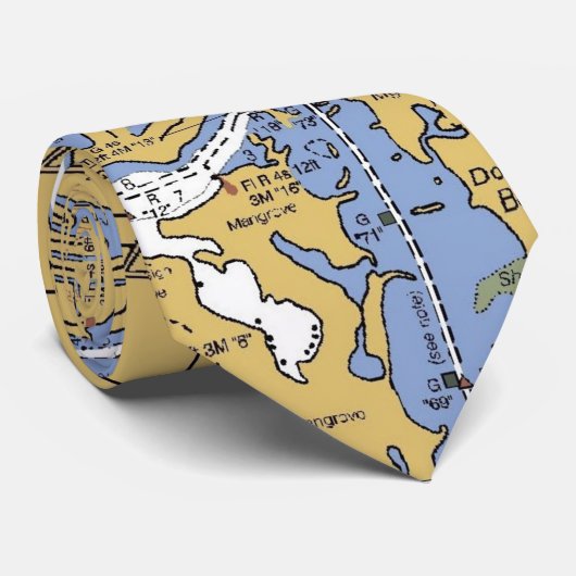 Napels, Stropdas Nautical Harbor Chart in Florida (Opgerold)