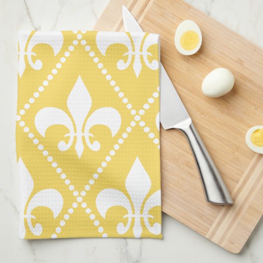 Napels Yellow Fleur de Lis Theedoek (Quarter Fold)