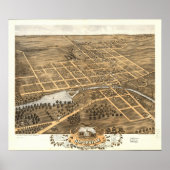 Naperville Illinois 1869 Antiek Panoramic Map Poster (Voorkant)