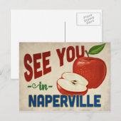Naperville Illinois Apple - Vintage Travel Briefkaart (Voorkant / Achterkant)