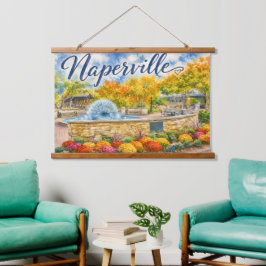 Naperville Illinois Paardenbloemfontein Riverwalk Hangend Wandkleed
