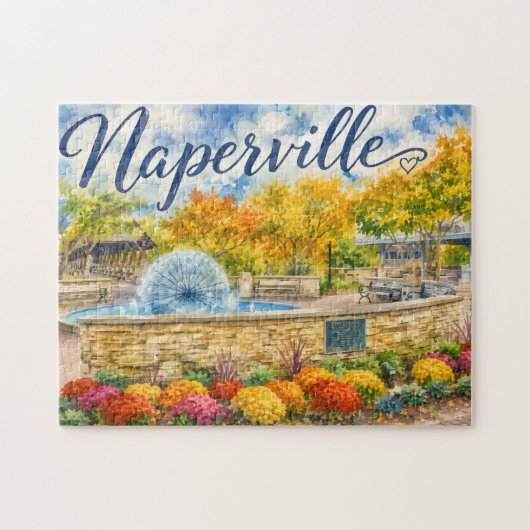 Naperville Illinois Paardenbloemfontein Riverwalk Legpuzzel (Horizontaal)