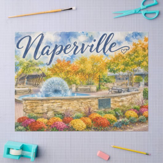 Naperville Illinois Paardenbloemfontein Riverwalk Tissuepapier (Craft)