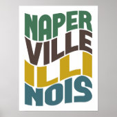 Naperville Illinois Retro Wave Poster (Voorkant)