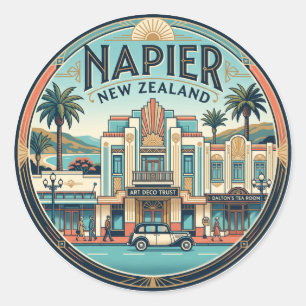 Napier Art Deco Historische Buurt Nieuw-Zeeland Ronde Sticker