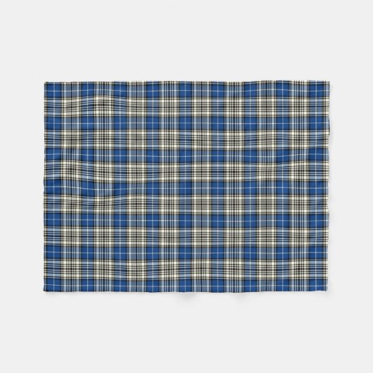 Napier Clan Royal Blauw, Zwart-wit Tartan Fleece Deken (Voorkant (Horizontaal))