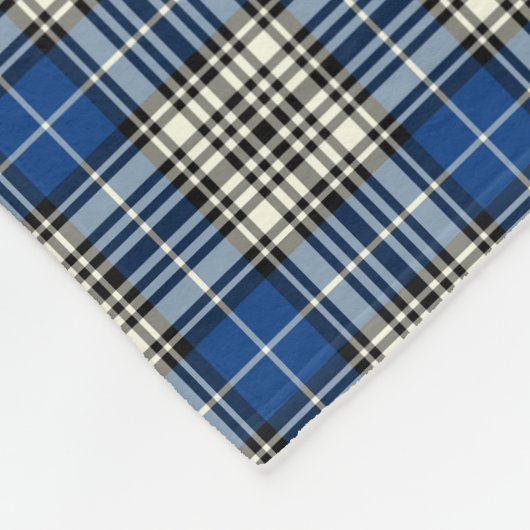Napier Clan Royal Blauw, Zwart-wit Tartan Fleece Deken (Hoek)