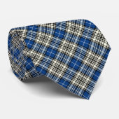 Napier Clan Tartan Royal Blauw, Zwart-wit Pla Stropdas (Opgerold)