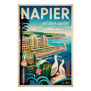 Napier Nieuw-Zeeland Retro Reisposter Kunst Perfect Poster