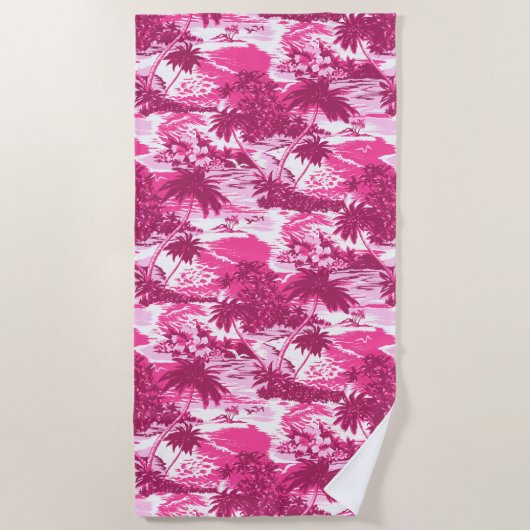 Napili Bay Hawaiian Island Schilderachtig - Roze Strandlaken (Voorkant)