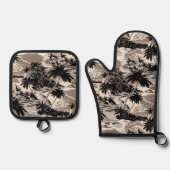 Napili Bay Hawaiian Island Schilderachtig Taupe Ovenwant & Pannenlap Set (Voorkant)