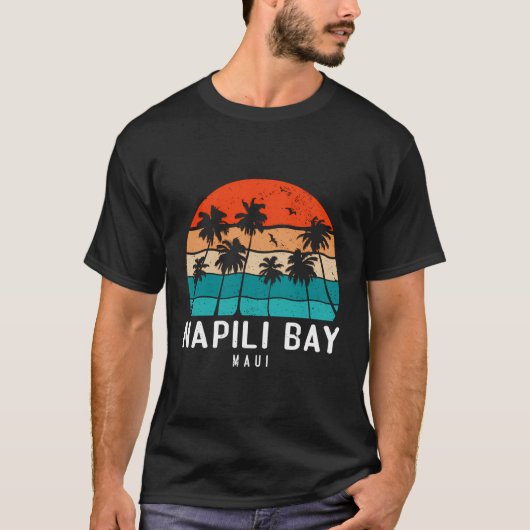 Napili Bay Maui Hawaii Hi Beach Palmboom T-shirt (Voorkant)