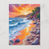 Napili Bay Sunset Maui Hawaii Schilderij Briefkaart (Voorkant)