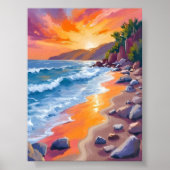 Napili Bay Sunset Maui Hawaii Schilderij Poster (Voorkant)