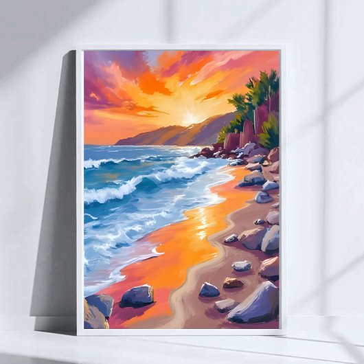 Napili Bay Sunset Maui Hawaii Schilderij Poster