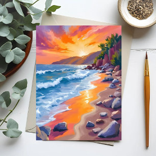 Napili Bay Zonsondergang Maui Hawaii Schilderij Briefkaart